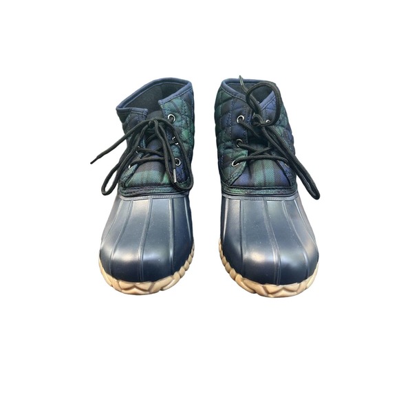 St. John's Bay Denton Rain Boots Navy Blue/Green Plaid Size W 9M. Worn Once - Picture 1 of 6